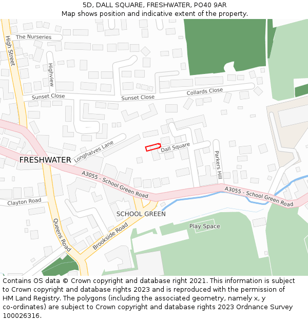 5D, DALL SQUARE, FRESHWATER, PO40 9AR: Location map and indicative extent of plot