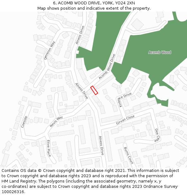 6, ACOMB WOOD DRIVE, YORK, YO24 2XN: Location map and indicative extent of plot