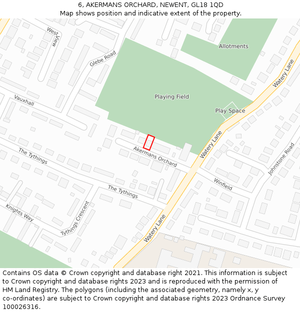 6, AKERMANS ORCHARD, NEWENT, GL18 1QD: Location map and indicative extent of plot