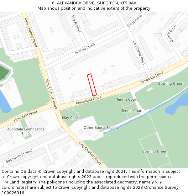 6, ALEXANDRA DRIVE, SURBITON, KT5 9AA: Location map and indicative extent of plot