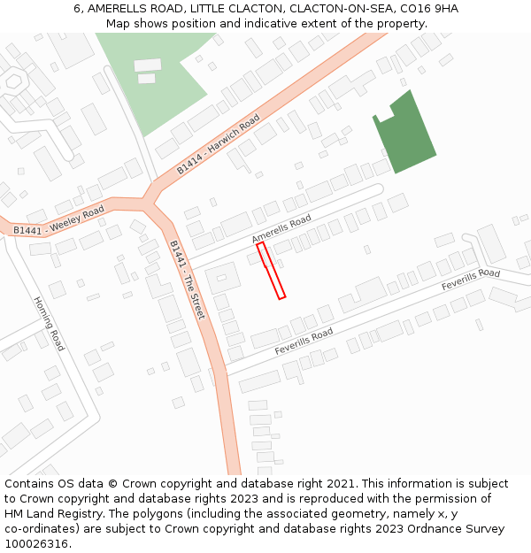 6, AMERELLS ROAD, LITTLE CLACTON, CLACTON-ON-SEA, CO16 9HA: Location map and indicative extent of plot