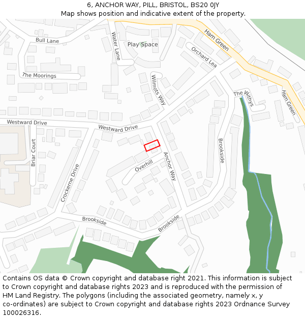 6, ANCHOR WAY, PILL, BRISTOL, BS20 0JY: Location map and indicative extent of plot