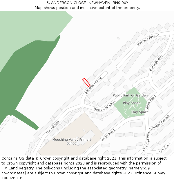 6, ANDERSON CLOSE, NEWHAVEN, BN9 9XY: Location map and indicative extent of plot