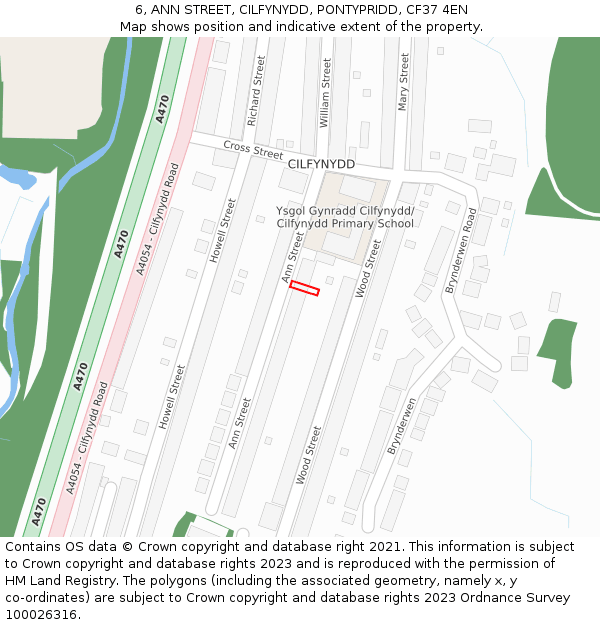6, ANN STREET, CILFYNYDD, PONTYPRIDD, CF37 4EN: Location map and indicative extent of plot