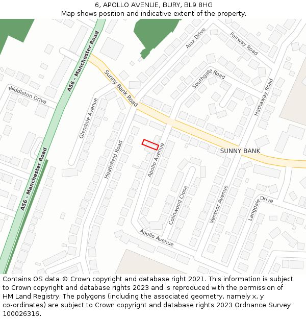 6, APOLLO AVENUE, BURY, BL9 8HG: Location map and indicative extent of plot