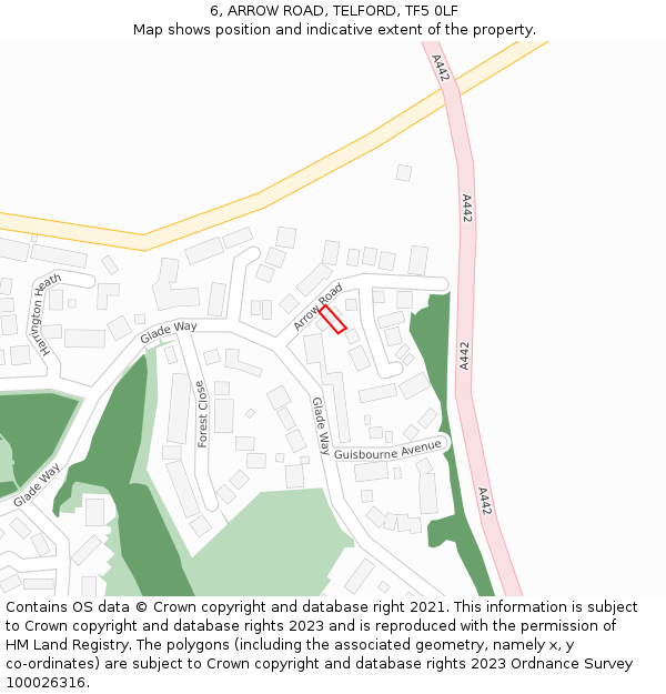 6, ARROW ROAD, TELFORD, TF5 0LF: Location map and indicative extent of plot