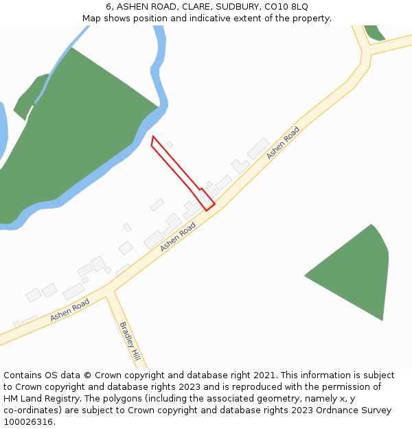 6, ASHEN ROAD, CLARE, SUDBURY, CO10 8LQ: Location map and indicative extent of plot