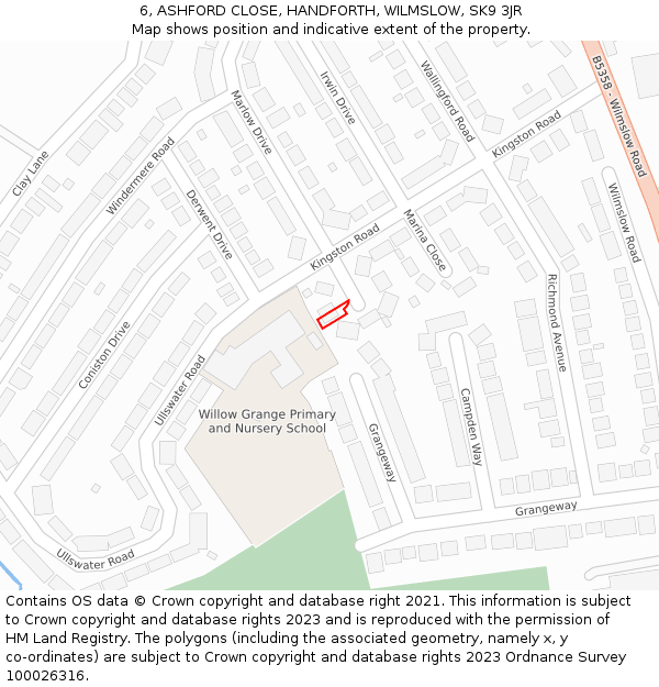 6, ASHFORD CLOSE, HANDFORTH, WILMSLOW, SK9 3JR: Location map and indicative extent of plot