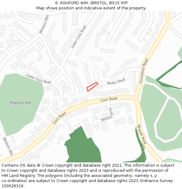 6, ASHFORD WAY, BRISTOL, BS15 9YP: Location map and indicative extent of plot