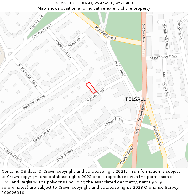 6, ASHTREE ROAD, WALSALL, WS3 4LR: Location map and indicative extent of plot