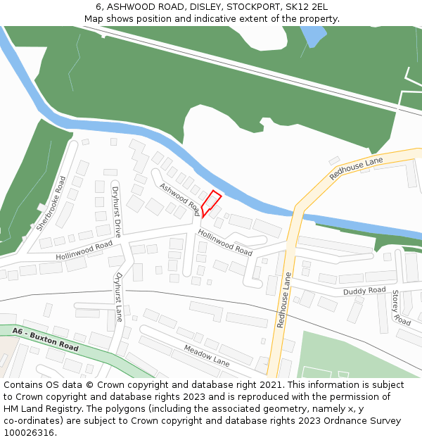 6, ASHWOOD ROAD, DISLEY, STOCKPORT, SK12 2EL: Location map and indicative extent of plot