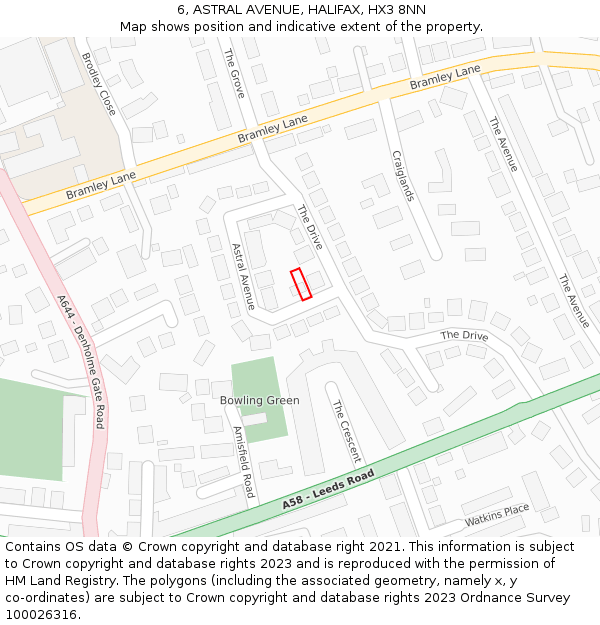 6, ASTRAL AVENUE, HALIFAX, HX3 8NN: Location map and indicative extent of plot