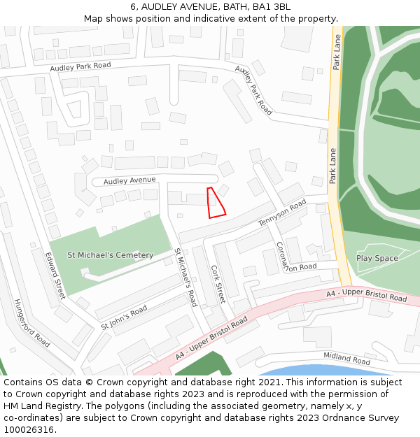 6, AUDLEY AVENUE, BATH, BA1 3BL: Location map and indicative extent of plot