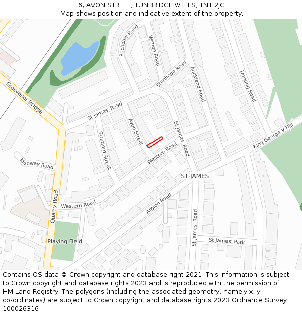 6, AVON STREET, TUNBRIDGE WELLS, TN1 2JG: Location map and indicative extent of plot