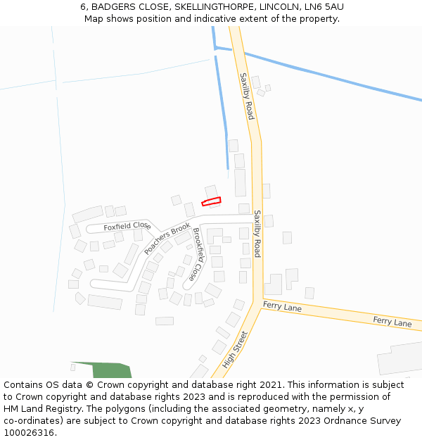 6, BADGERS CLOSE, SKELLINGTHORPE, LINCOLN, LN6 5AU: Location map and indicative extent of plot