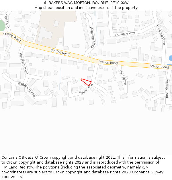 6, BAKERS WAY, MORTON, BOURNE, PE10 0XW: Location map and indicative extent of plot