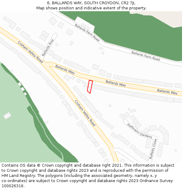 6, BALLARDS WAY, SOUTH CROYDON, CR2 7JL: Location map and indicative extent of plot