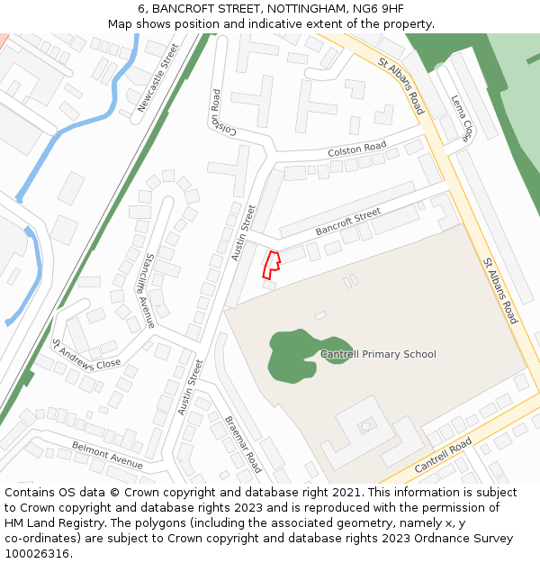 6, BANCROFT STREET, NOTTINGHAM, NG6 9HF: Location map and indicative extent of plot