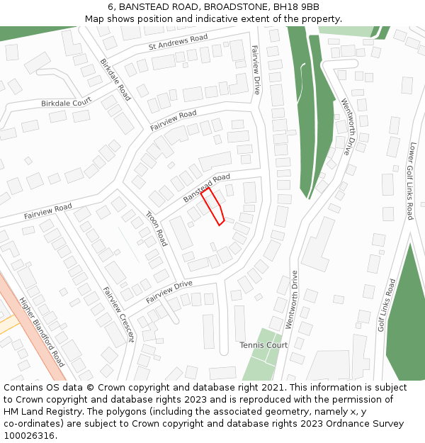 6, BANSTEAD ROAD, BROADSTONE, BH18 9BB: Location map and indicative extent of plot