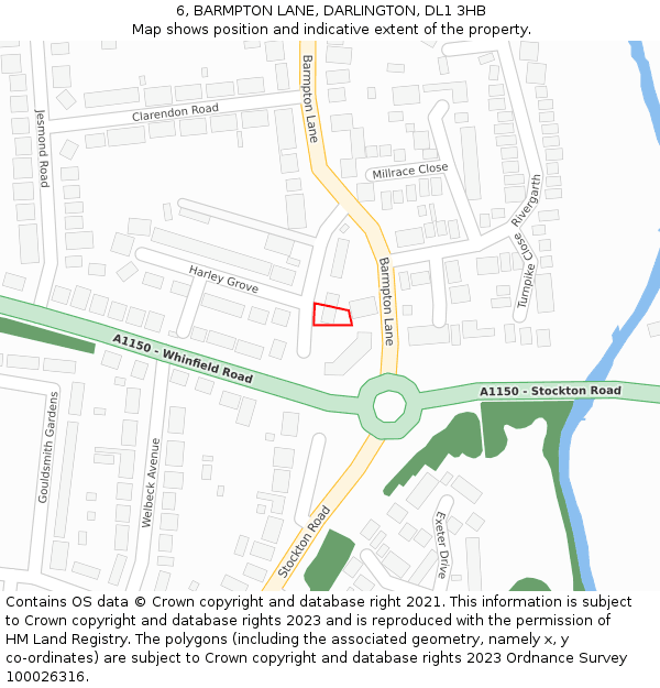 6, BARMPTON LANE, DARLINGTON, DL1 3HB: Location map and indicative extent of plot