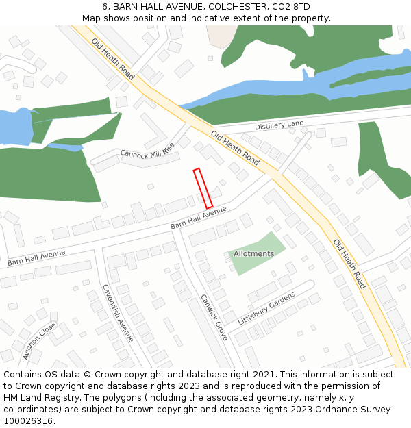 6, BARN HALL AVENUE, COLCHESTER, CO2 8TD: Location map and indicative extent of plot