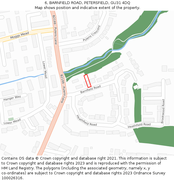 6, BARNFIELD ROAD, PETERSFIELD, GU31 4DQ: Location map and indicative extent of plot