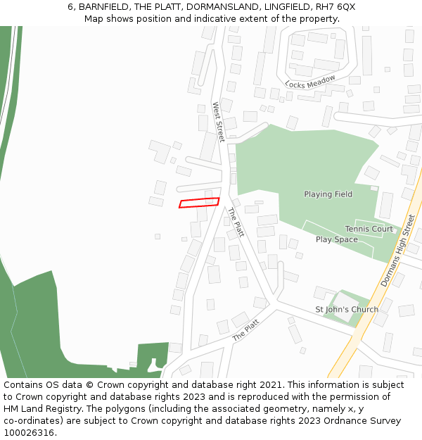 6, BARNFIELD, THE PLATT, DORMANSLAND, LINGFIELD, RH7 6QX: Location map and indicative extent of plot