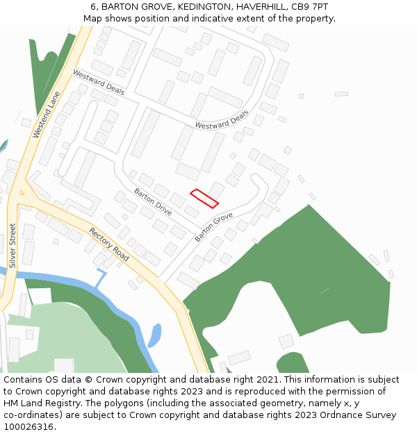 6, BARTON GROVE, KEDINGTON, HAVERHILL, CB9 7PT: Location map and indicative extent of plot