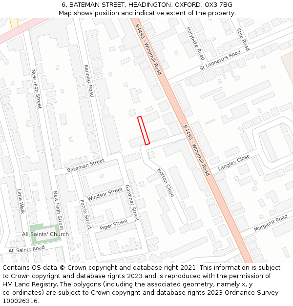 6, BATEMAN STREET, HEADINGTON, OXFORD, OX3 7BG: Location map and indicative extent of plot