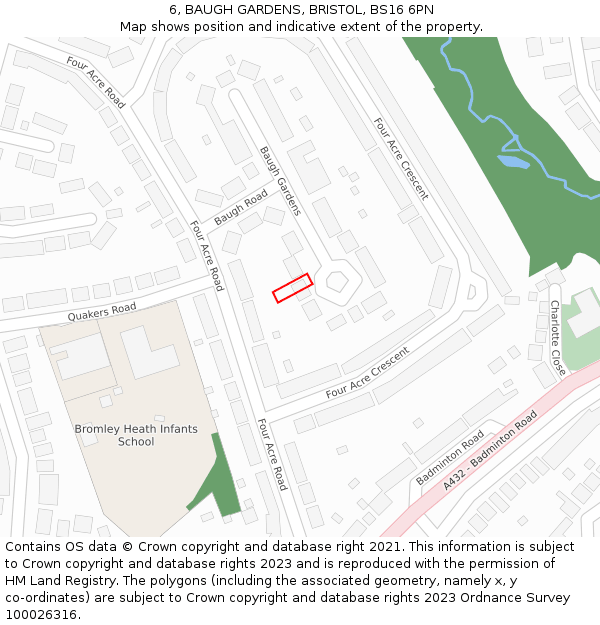 6, BAUGH GARDENS, BRISTOL, BS16 6PN: Location map and indicative extent of plot