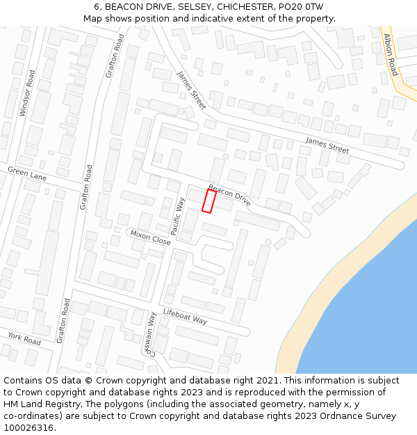 6, BEACON DRIVE, SELSEY, CHICHESTER, PO20 0TW: Location map and indicative extent of plot