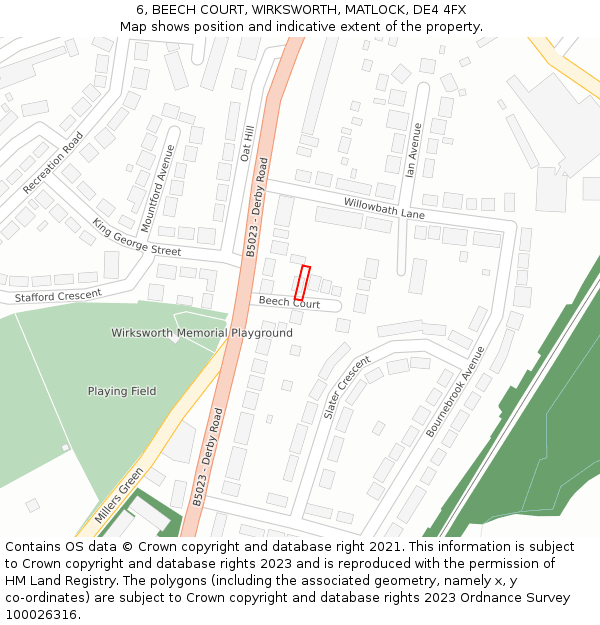 6, BEECH COURT, WIRKSWORTH, MATLOCK, DE4 4FX: Location map and indicative extent of plot