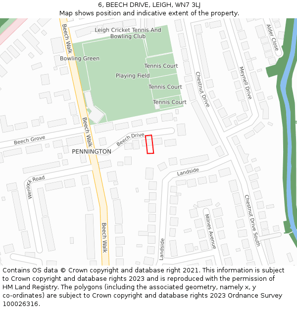 6, BEECH DRIVE, LEIGH, WN7 3LJ: Location map and indicative extent of plot