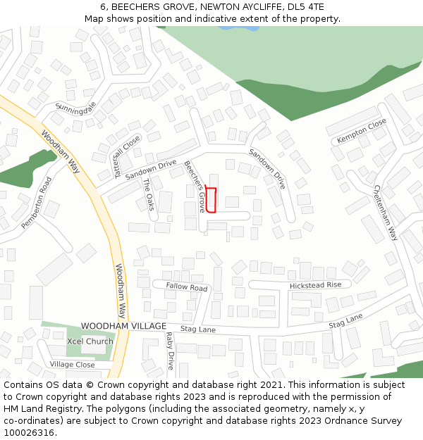 6, BEECHERS GROVE, NEWTON AYCLIFFE, DL5 4TE: Location map and indicative extent of plot