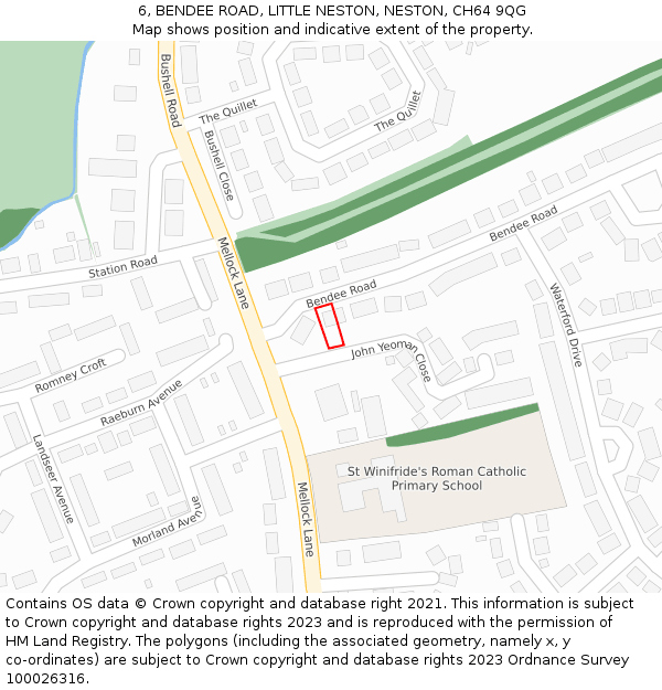 6, BENDEE ROAD, LITTLE NESTON, NESTON, CH64 9QG: Location map and indicative extent of plot