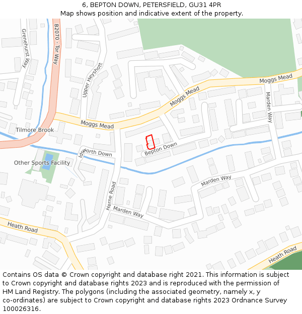 6, BEPTON DOWN, PETERSFIELD, GU31 4PR: Location map and indicative extent of plot
