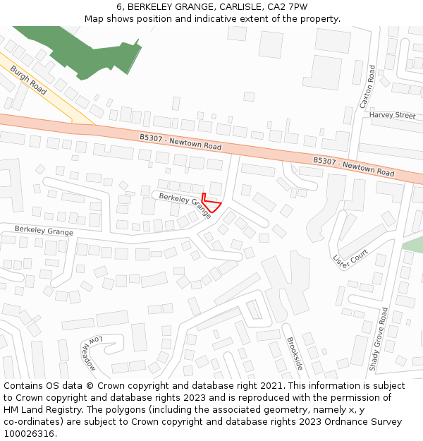 6, BERKELEY GRANGE, CARLISLE, CA2 7PW: Location map and indicative extent of plot