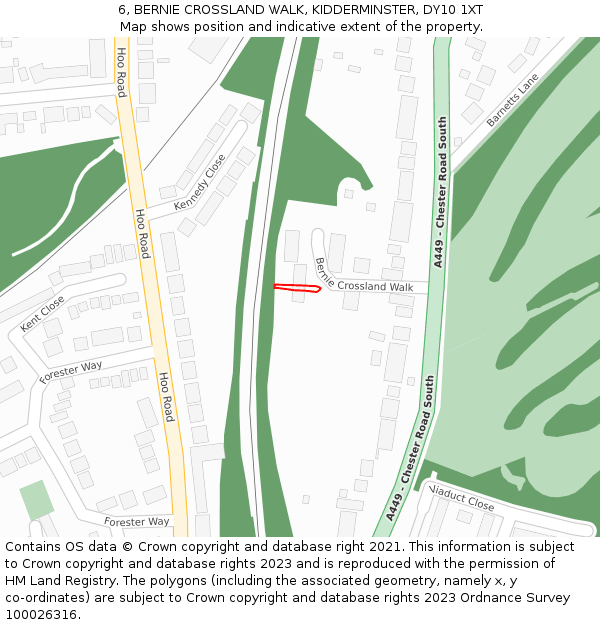 6, BERNIE CROSSLAND WALK, KIDDERMINSTER, DY10 1XT: Location map and indicative extent of plot