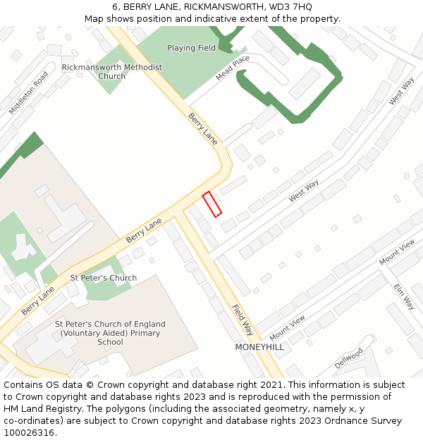 6, BERRY LANE, RICKMANSWORTH, WD3 7HQ: Location map and indicative extent of plot