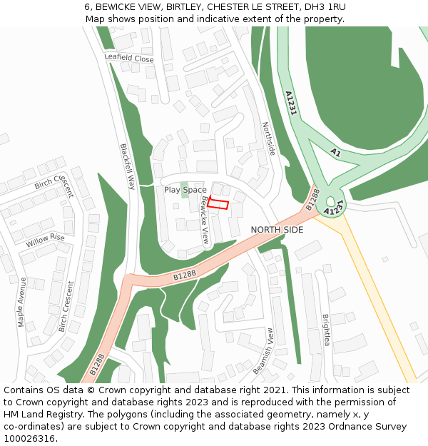 6, BEWICKE VIEW, BIRTLEY, CHESTER LE STREET, DH3 1RU: Location map and indicative extent of plot