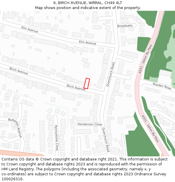 6, BIRCH AVENUE, WIRRAL, CH49 4LT: Location map and indicative extent of plot