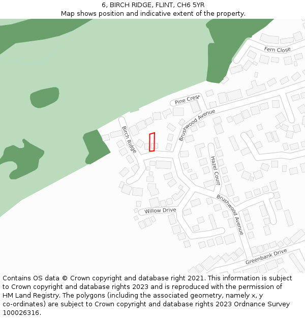 6, BIRCH RIDGE, FLINT, CH6 5YR: Location map and indicative extent of plot