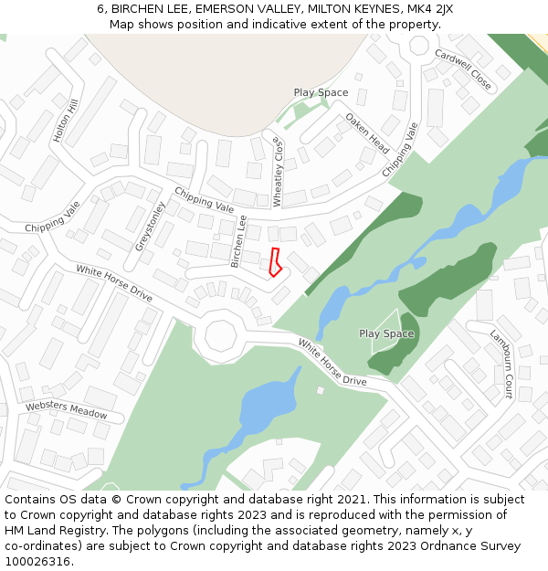 6, BIRCHEN LEE, EMERSON VALLEY, MILTON KEYNES, MK4 2JX: Location map and indicative extent of plot