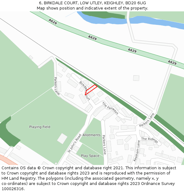 6, BIRKDALE COURT, LOW UTLEY, KEIGHLEY, BD20 6UG: Location map and indicative extent of plot