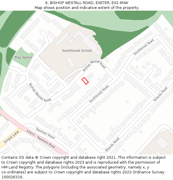 6, BISHOP WESTALL ROAD, EXETER, EX2 6NW: Location map and indicative extent of plot