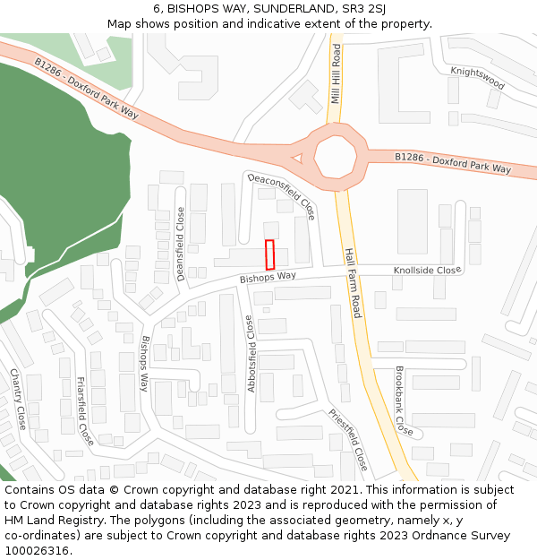 6, BISHOPS WAY, SUNDERLAND, SR3 2SJ: Location map and indicative extent of plot
