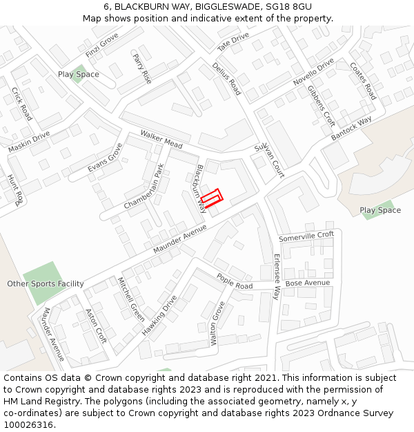 6, BLACKBURN WAY, BIGGLESWADE, SG18 8GU: Location map and indicative extent of plot