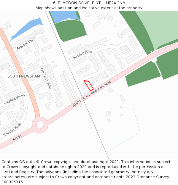 6, BLAGDON DRIVE, BLYTH, NE24 3NA: Location map and indicative extent of plot