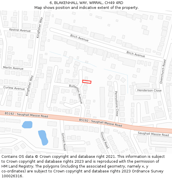 6, BLAKENHALL WAY, WIRRAL, CH49 4RD: Location map and indicative extent of plot
