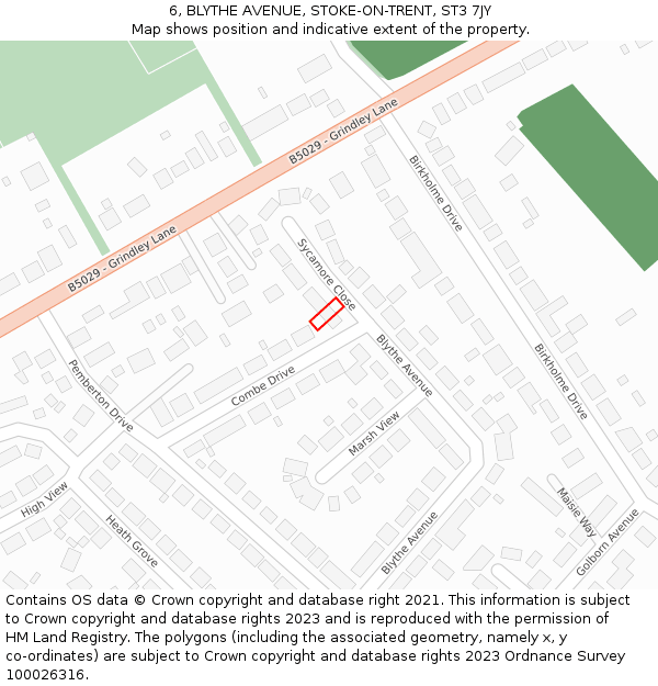 6, BLYTHE AVENUE, STOKE-ON-TRENT, ST3 7JY: Location map and indicative extent of plot
